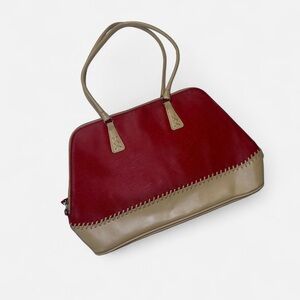 Vintage Red and Tan Women's Bag